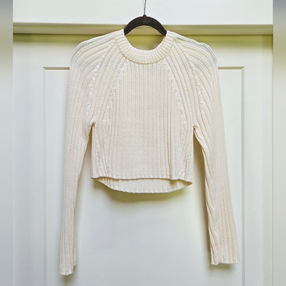 Ivory Chunky Rib Knit Cropped Sweater